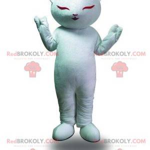 Mascotte de chat blanc, costume de méditation, déguisement zen