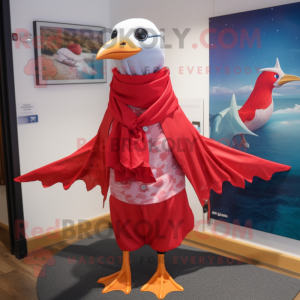 Red Seagull maskot kostume...