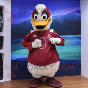 Maroon Swans mascot costume character dressed with a Vest and Digital watches