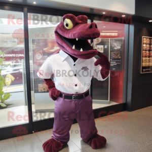 Maroon Anaconda mascot costume character dressed with a Blouse and Cufflinks