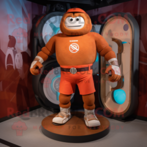 Rust Acrobat mascot costume character dressed with a Bermuda Shorts and Smartwatches