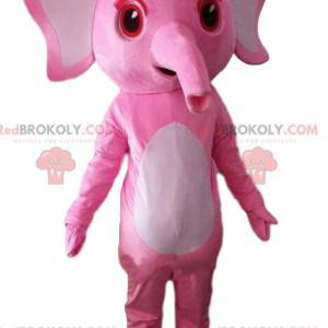 Mascote elefante rosa, fantasia de elefante rosa -