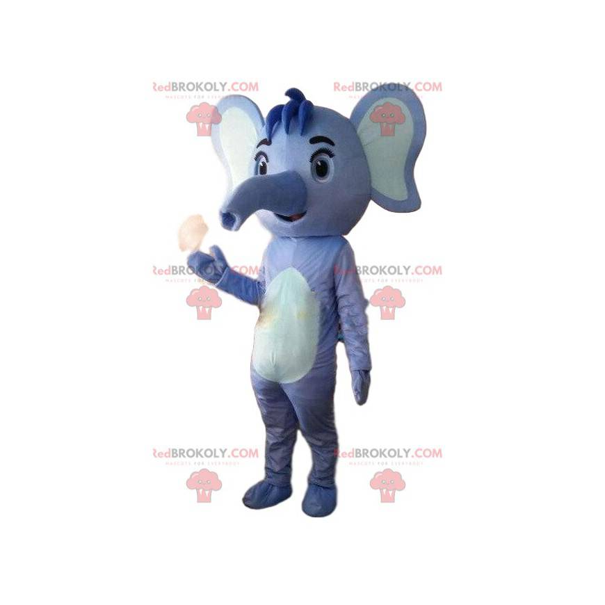 Mascotte d'éléphant bleu et blanc, costume d'éléphanteau bleu - Mascotte d'éléphant bleu et blanc, costume d'éléphanteau bleu -