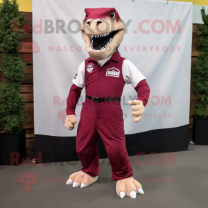 Maroon Tyrannosaurus maskot...