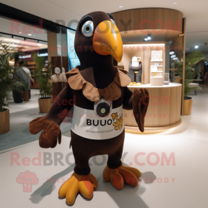 Brown Toucan mascot costume character dressed with a Playsuit and Brooches