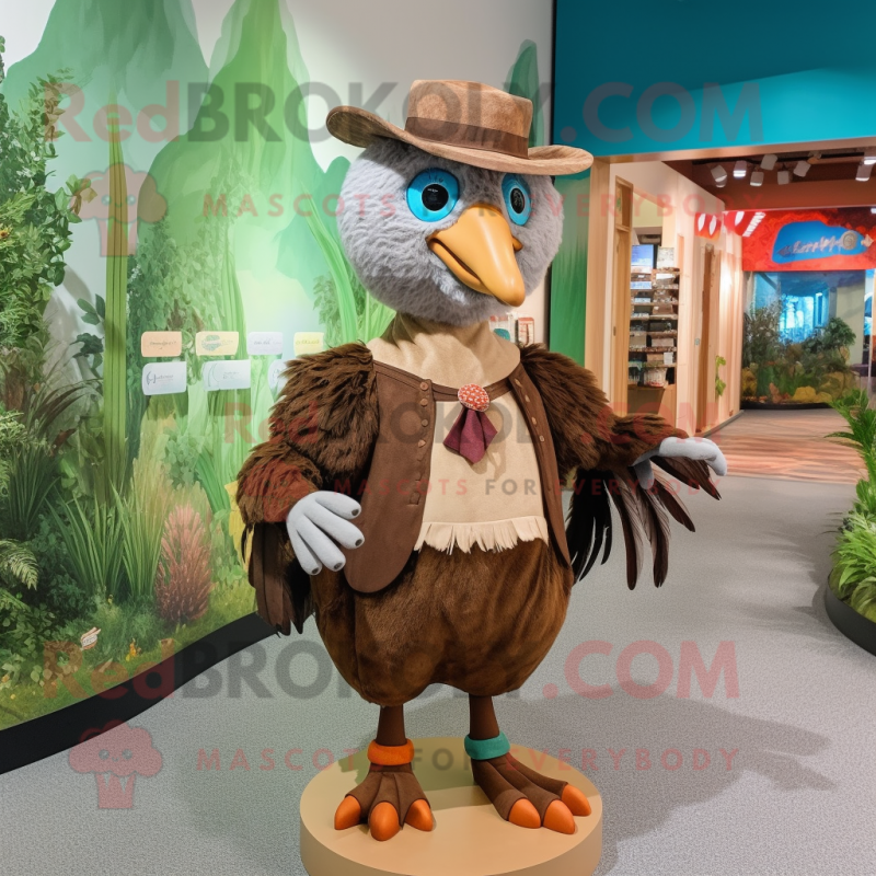 Brown Peacock mascot costume character dressed with a Corduroy Pants and Caps Brown Peacock mascot costume character dressed with a Corduroy Pants and Caps