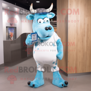 Sky Blue Jersey Cow maskot...