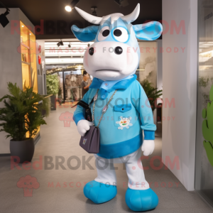 Sky Blue Jersey Cow maskot...