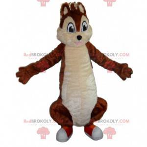 Mascotte scoiattolo marrone e bianco, costume della foresta -