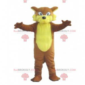 Mascotte gatto marrone dall'aspetto feroce, costume da gatto -