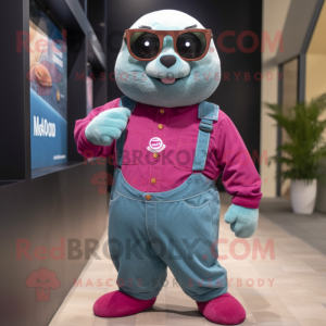 Magenta Seal maskot kostume...