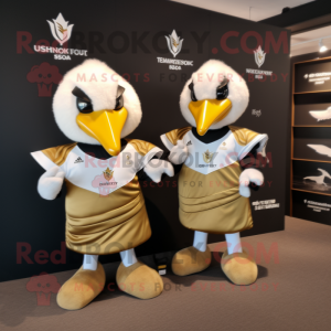 Gold Swans mascot costume character dressed with a Rugby Shirt and Cummerbunds