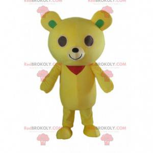 Mascotte de nounours jaune, costume d'ourson jaune en peluche -