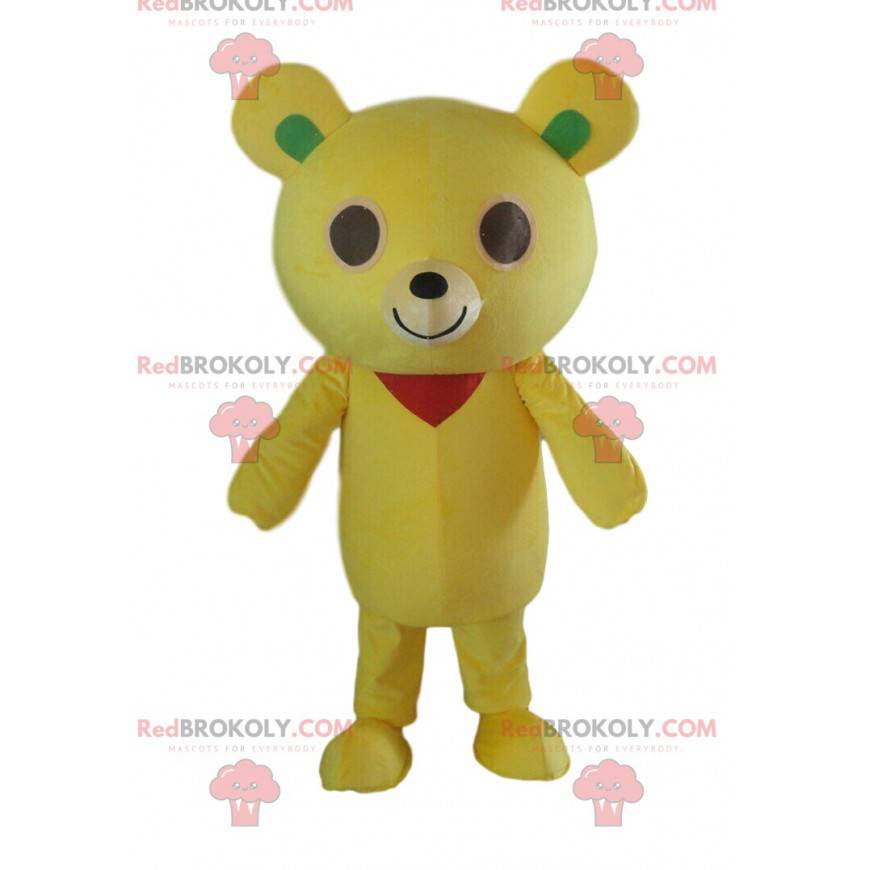 Mascotte de nounours jaune, costume d'ourson jaune en peluche -