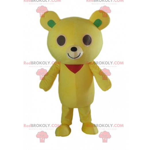 Mascotte de nounours jaune, costume d'ourson jaune en peluche -