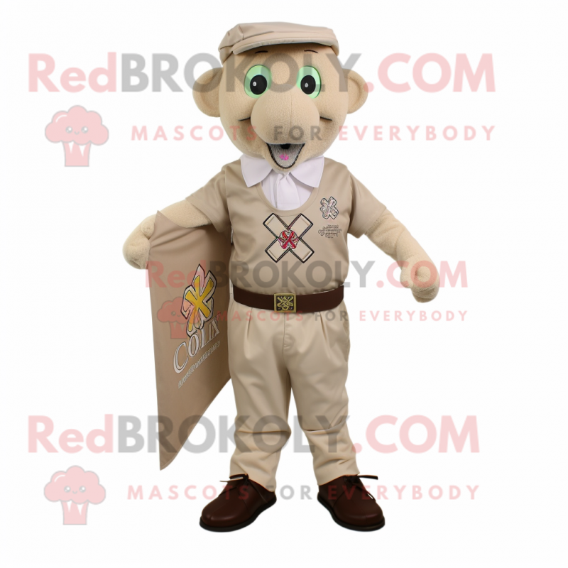 Beige Celtic Cross mascot costume character dressed with a Chinos and Pocket squares Beige Celtic Cross mascot costume character dressed with a Chinos and Pocket squares