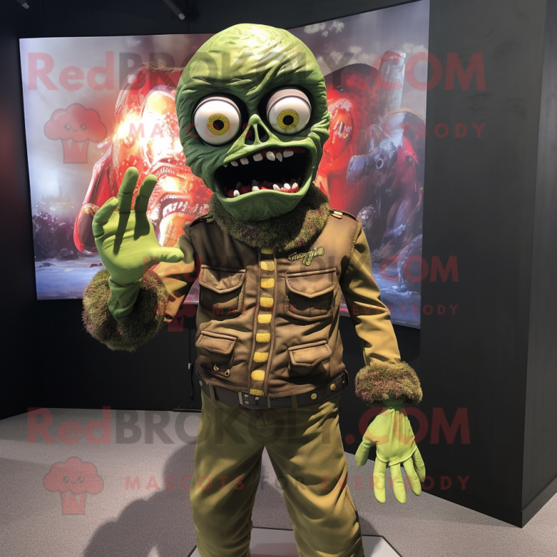 Olive Zombie mascot costume character dressed with a Turtleneck and Bracelets Olive Zombie mascot costume character dressed with a Turtleneck and Bracelets
