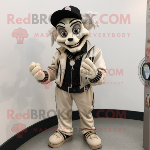 Beige Mime maskot kostume...