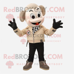 Beige Mime maskot kostume...