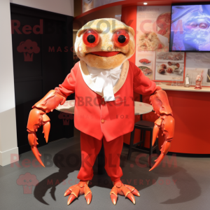 nan Crab Cakes mascot costume character dressed with a Suit and Shawl pins