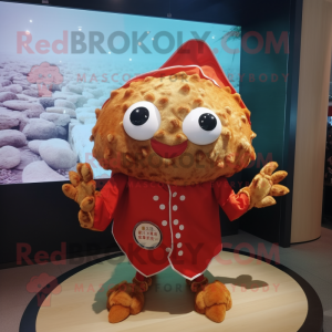 nan Crab Cakes mascot costume character dressed with a Suit and Shawl pins