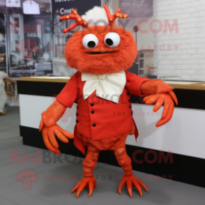 nan Crab Cakes mascot costume character dressed with a Suit and Shawl pins