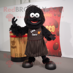 Black Goulash mascot costume character dressed with a Cardigan and Shoe laces