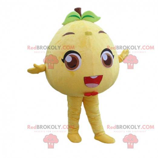 Maskot žlutého grapefruitu, kulatý ovocný kostým -