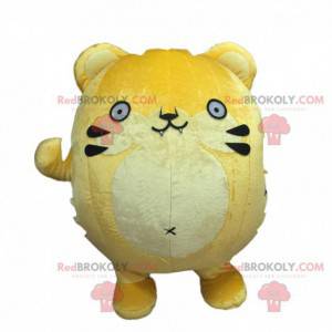 Mascote grande gato amarelo, fantasia redonda, animal amarelo -