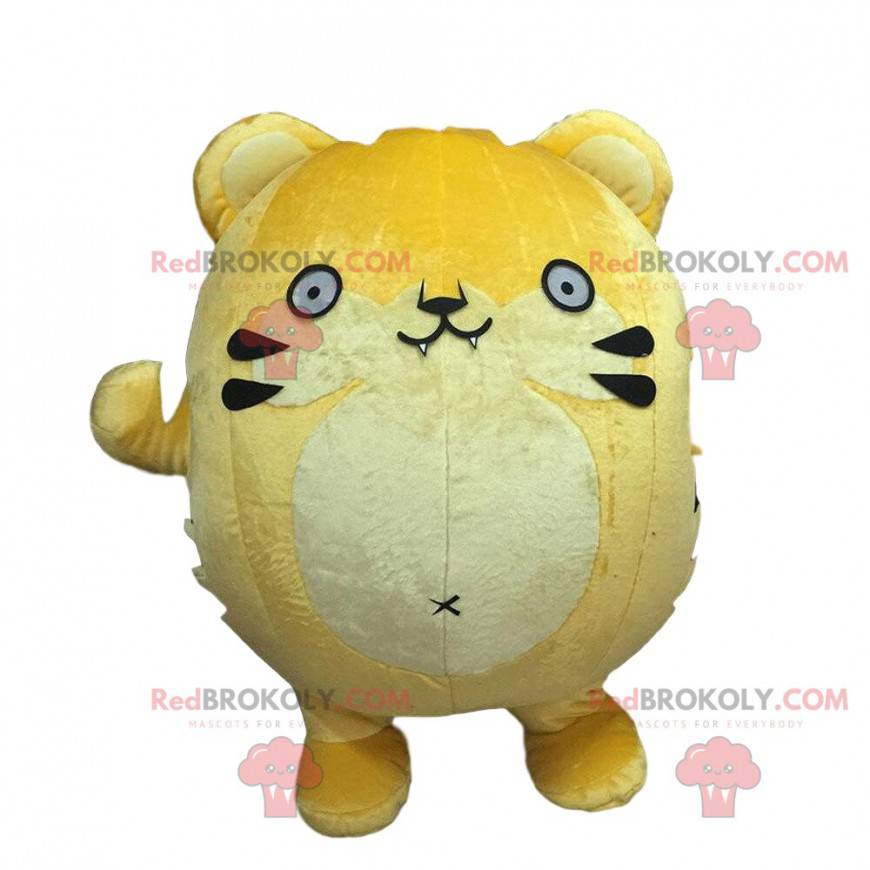 Big yellow cat mascot, all round costume, yellow animal -