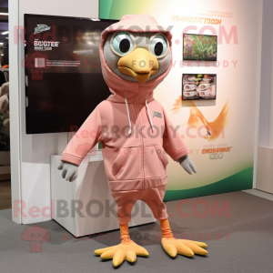 Peach Archeopteryx mascot costume character dressed with a Hoodie and Anklets