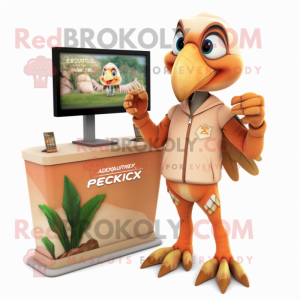 Peach Archeopteryx mascot costume character dressed with a Hoodie and Anklets