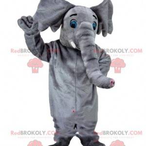 Mascote elefante cinzento, fantasia de circo, animal de circo -