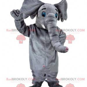 Mascotte elefante grigio, costume da circo, animale da circo -