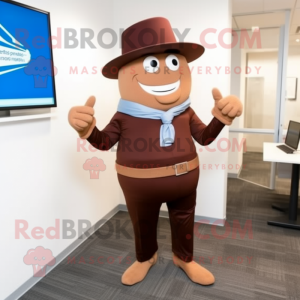 Brown Attorney mascot costume character dressed with a Capri Pants and Hats