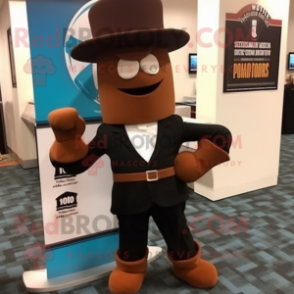 Brown Attorney mascot costume character dressed with a Capri Pants and Hats