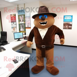 Brown Attorney mascot costume character dressed with a Capri Pants and Hats