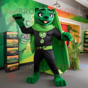 Green Panther maskot drakt...