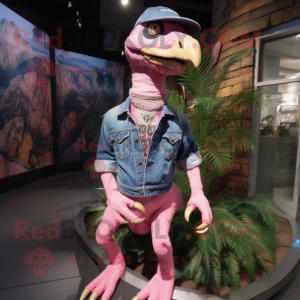 Roze Velociraptor mascotte...