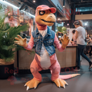 Pink Velociraptor maskot...