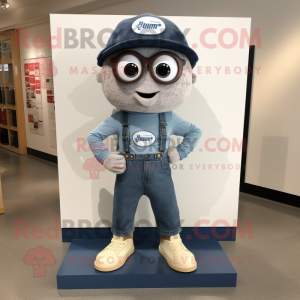 Navy Plate Spinner mascot costume character dressed with a Jeans and Hats