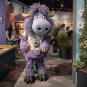 Lavender Buffalo mascot costume character dressed with a Jeggings and Brooches