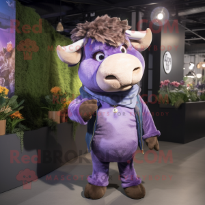 Lavender Buffalo mascot costume character dressed with a Jeggings and Brooches