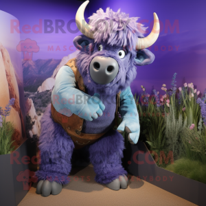 Lavender Buffalo mascot costume character dressed with a Jeggings and Brooches