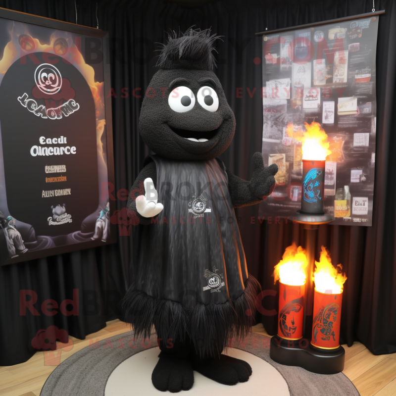 Black Scented Candle mascot costume character dressed with a Cardigan and Ties Black Scented Candle mascot costume character dressed with a Cardigan and Ties