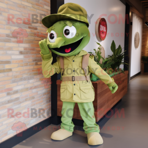 Olive Devil mascot costume character dressed with a Romper and Berets