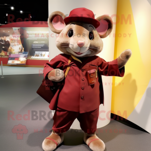 Maroon Mouse maskot kostume...