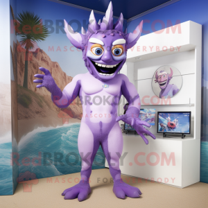 Lavendel Demon maskot drakt...