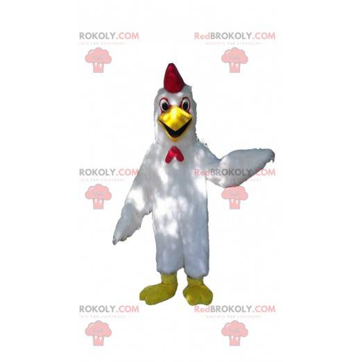 Vit hönsmaskot, tuppdräkt, barnyard - Redbrokoly.com