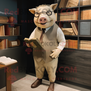 Tan Pig maskot kostume...